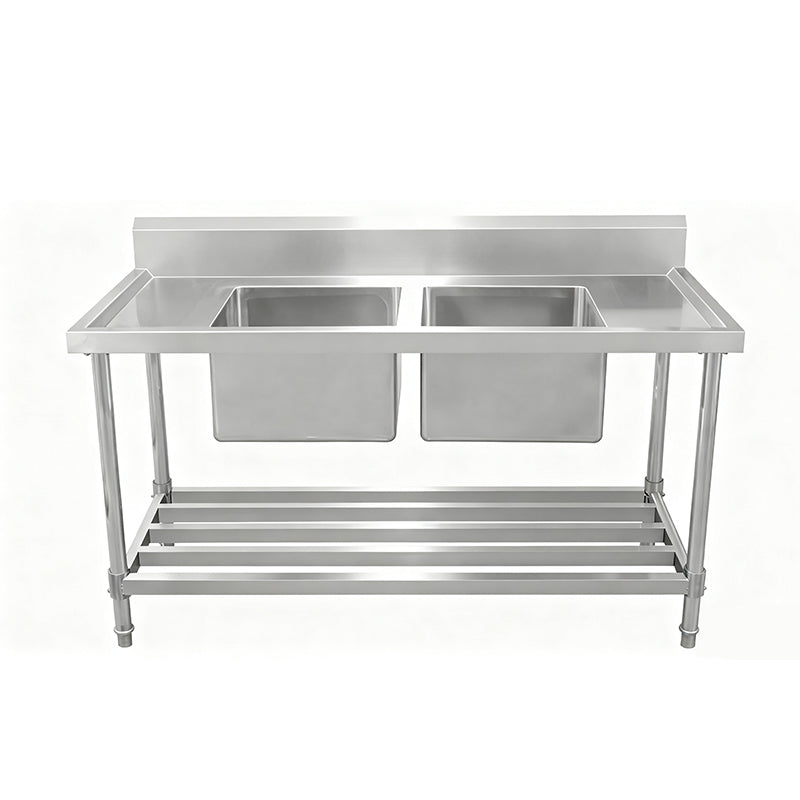 Work Bench - Double Sink with Pipe Undershelf - ASD-2160C / Center Sink / 600