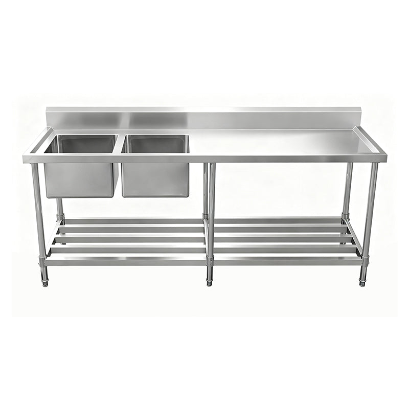 Work Bench - Double Sink with Pipe Undershelf - ASD-1860L / Left Sink / 600
