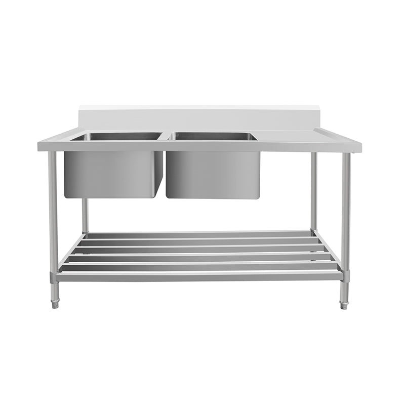Work Bench - Double Sink with Pipe Undershelf - ASD-2470C / Center Sink / 700