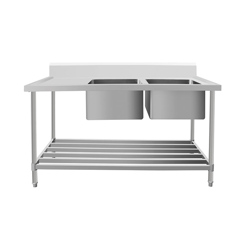Work Bench - Double Sink with Pipe Undershelf - ASD-2470L / Left Sink / 700
