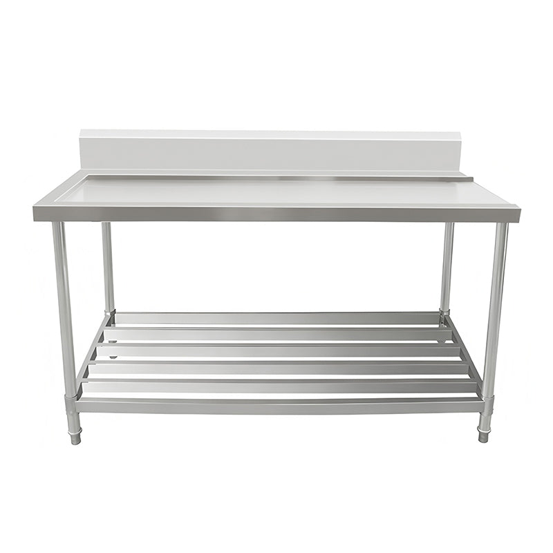 Outlet Bench with Splashback & Pipe Undershelf - AWSD-0975R / Outlet on Right / 750