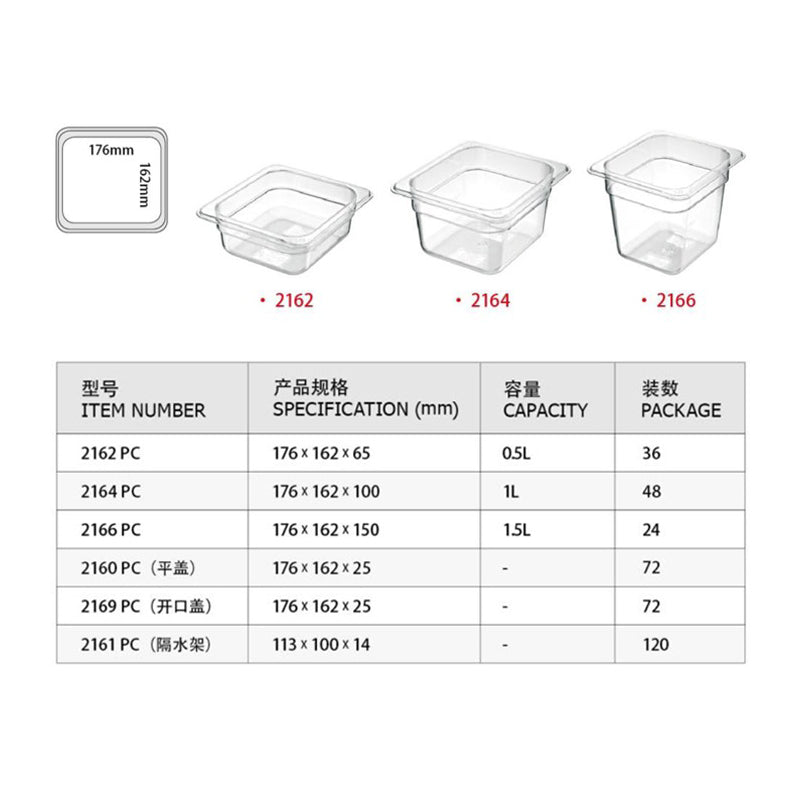 Gastronorme Pan - PolyCarbonate - 1/6 - Clear / 65mm