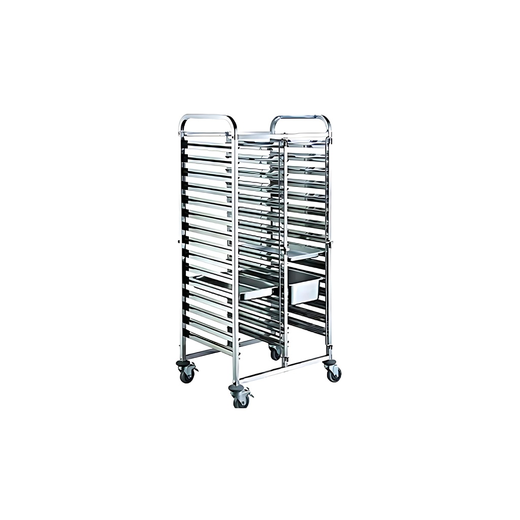 Gastronorme Pan Trolley - 1/1 - 16 Tiers - Double Row - 740mmx550mmx1735mm