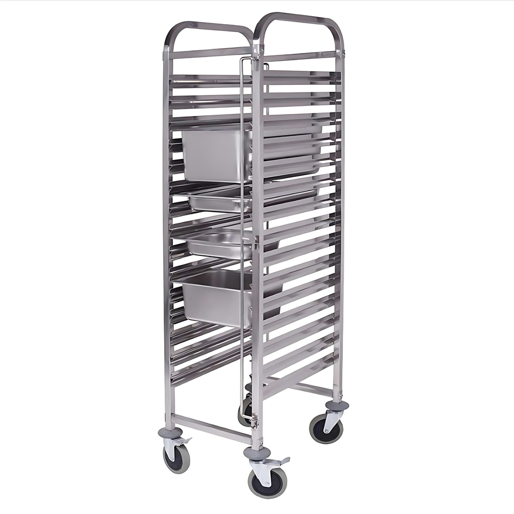 Baking Tray Trolley - 18 Tiers - Silver - Enclosed