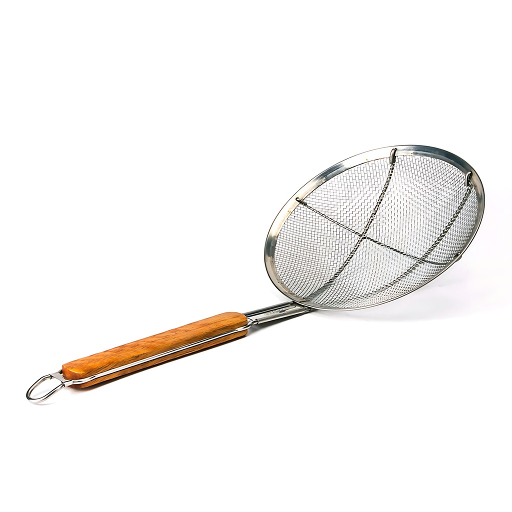 Skimmer - S/S - Mesh - Wide Rim - Wooden Handle - 230mm - 9"
