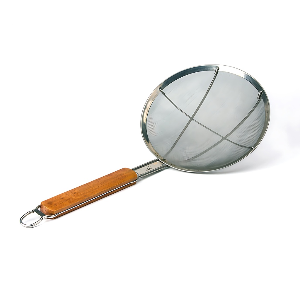 Skimmer - S/S - Fine Mesh - Wide Rim - Wooden Handle - 230mm - 9"