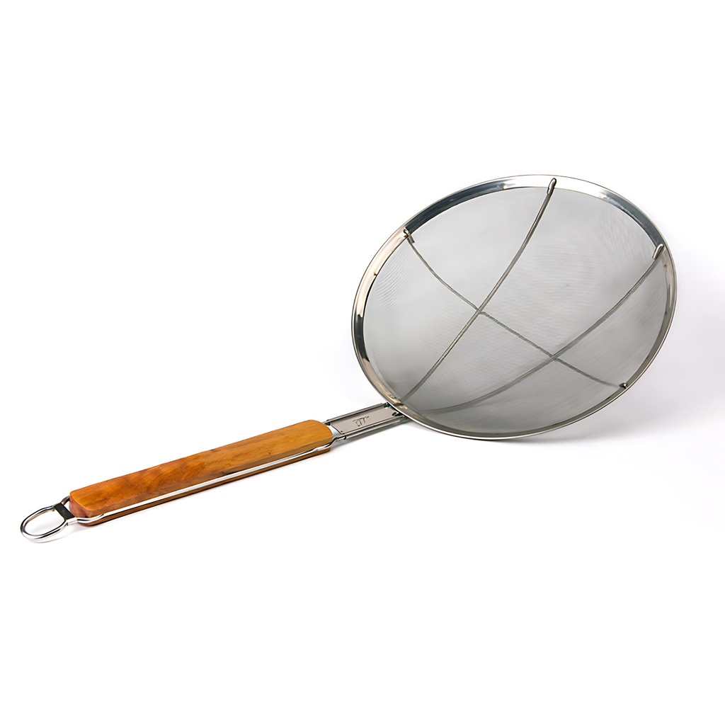 Skimmer - S/S - Fine Mesh - Wide Rim - Wooden Handle - 11"