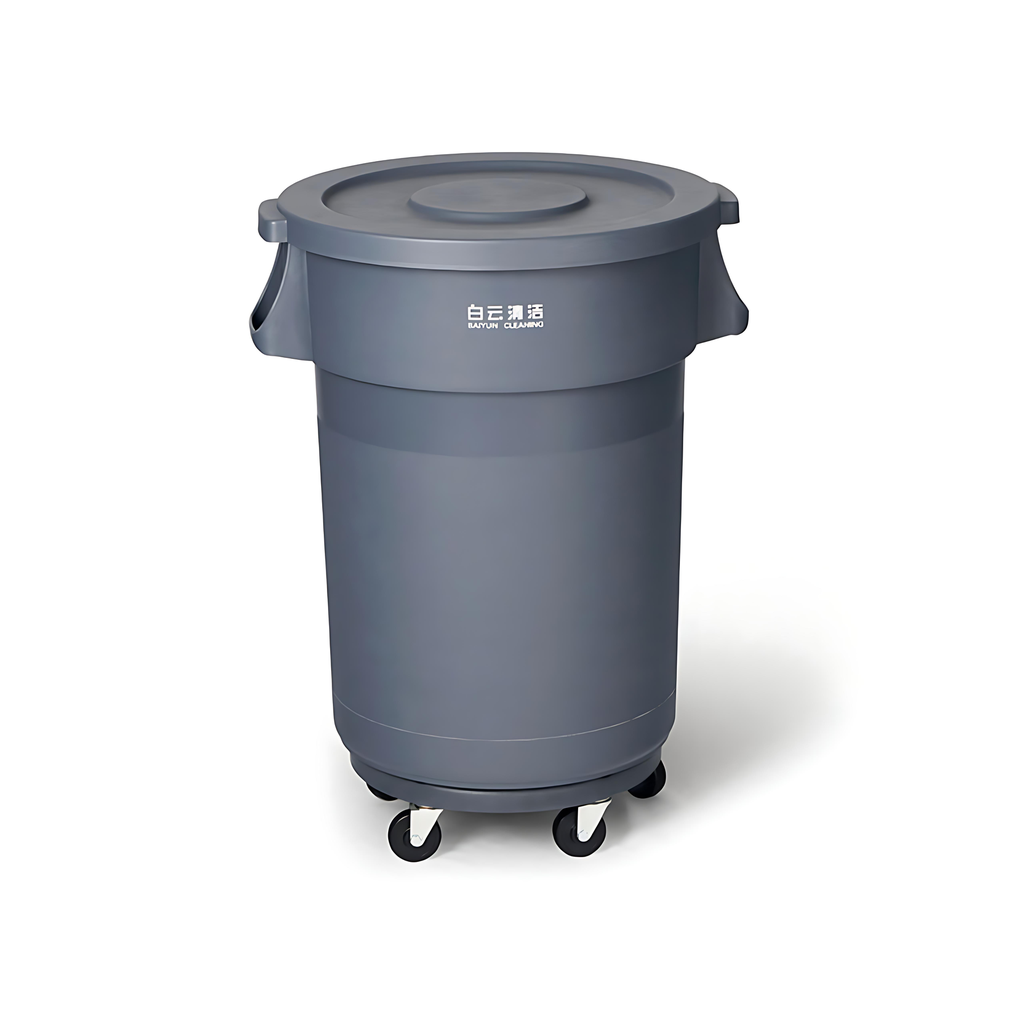 Plastic Bin - Round - 80L - with Flat Lid